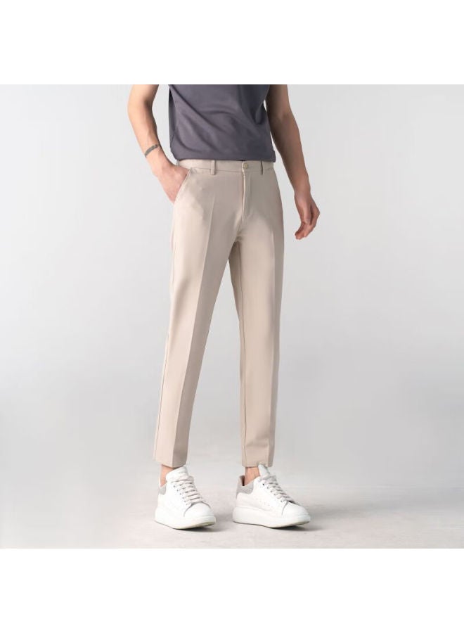 Dingfengbaoluo Men's Suit Pants, Spring And Autumn Business Formal Wear, Straight-leg Casual Versatile Slim-fit Wrinkle-resistant Cropped Pants, Am503 Khaki 30 - Image 3