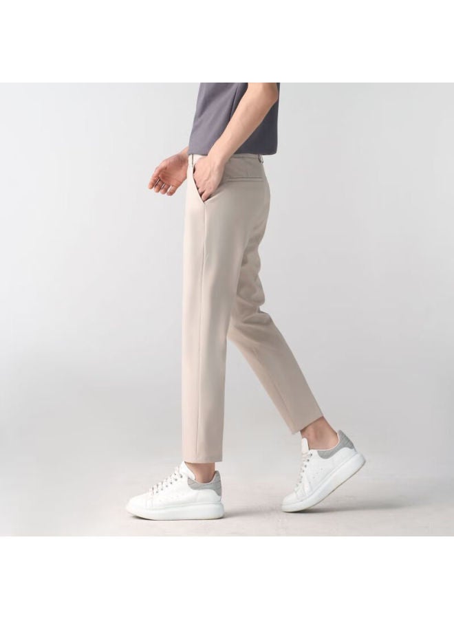 Dingfengbaoluo Men's Suit Pants, Spring And Autumn Business Formal Wear, Straight-leg Casual Versatile Slim-fit Wrinkle-resistant Cropped Pants, Am503 Khaki 30 - Image 4
