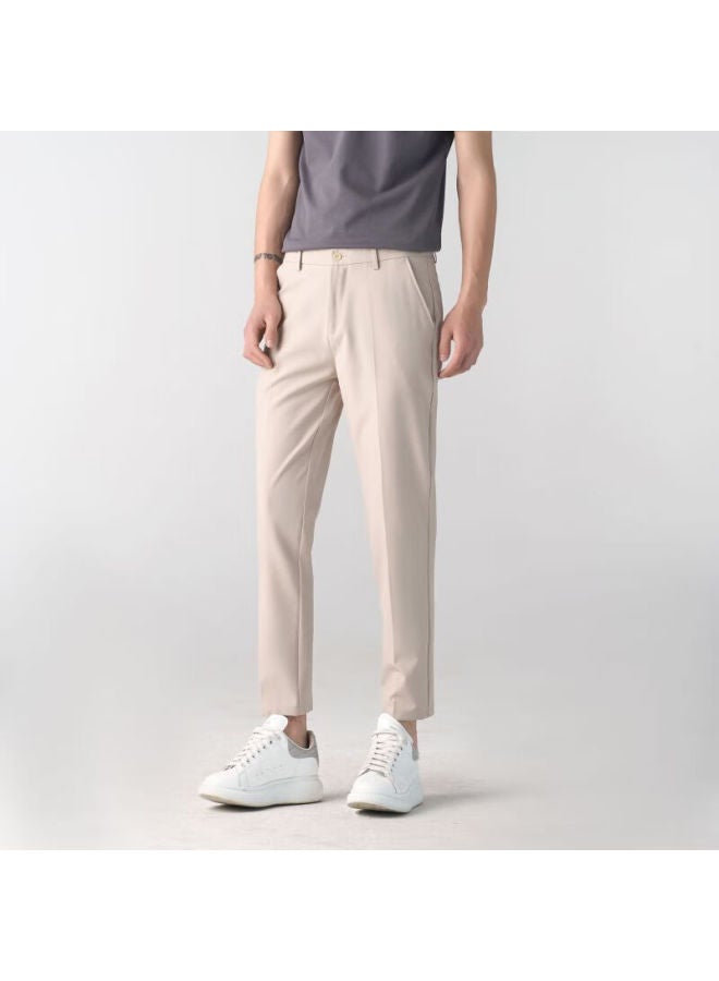 Dingfengbaoluo Men's Suit Pants, Spring And Autumn Business Formal Wear, Straight-leg Casual Versatile Slim-fit Wrinkle-resistant Cropped Pants, Am503 Khaki 30 - Image 5