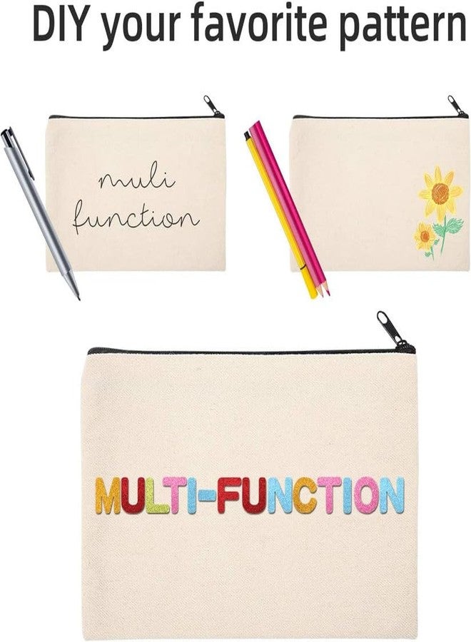 Metsi 5 Pack Canvas Makeup Pouch - Cosmetic Pouches with Zipper, DIY Plain Toiletry Bags for Women, Travel, Weddings, Stationery, Gifts and Beige - Image 5