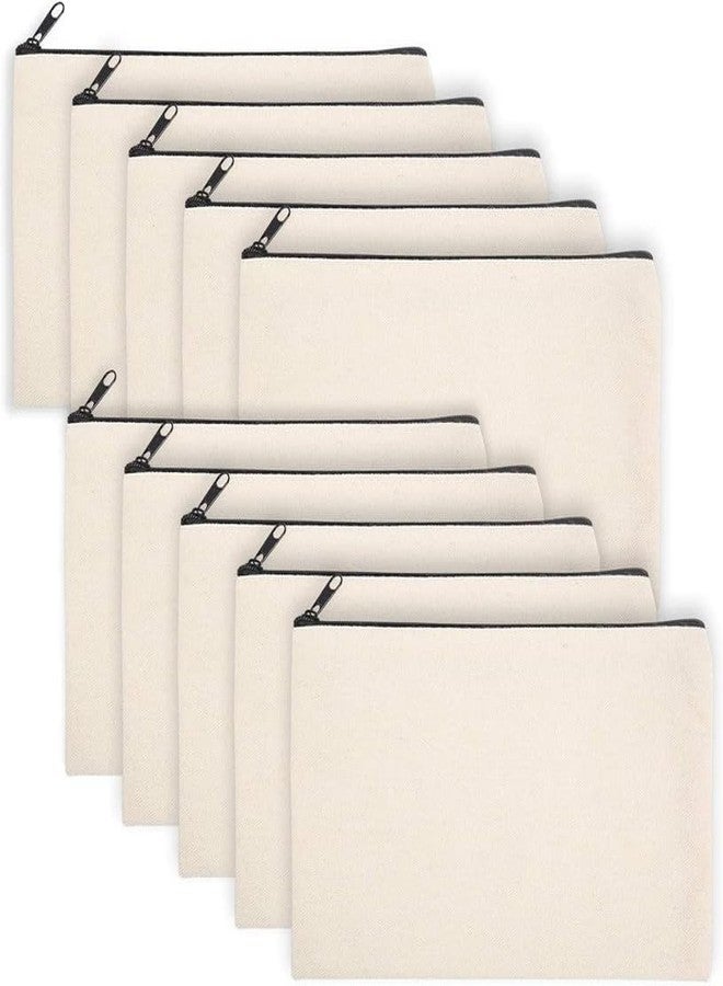 Metsi 5 Pack Canvas Makeup Pouch - Cosmetic Pouches with Zipper, DIY Plain Toiletry Bags for Women, Travel, Weddings, Stationery, Gifts and Beige - Image 1