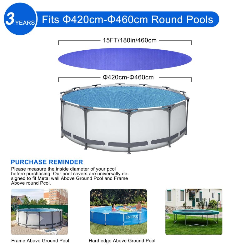 ZHSX 15ft Pool Covers for Above Ground Pools,Royal Blue Round Winter Pool Cover,Mesh Tarp Keeps Out Debris, Cold and Uv Resistant,Rope & Cable Included - Image 2