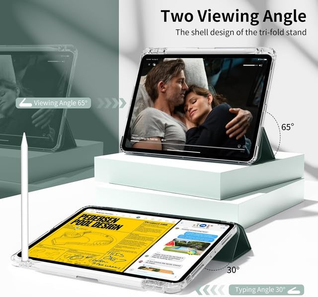 Boxome Tablet Case Cover for Apple iPad A16 11 inch (11th Gen) 2025 [Auto Sleep/Wake Cover] [Pencil Holder] [Trifold Stand] [Frosted Back] - Dark Green - Image 4