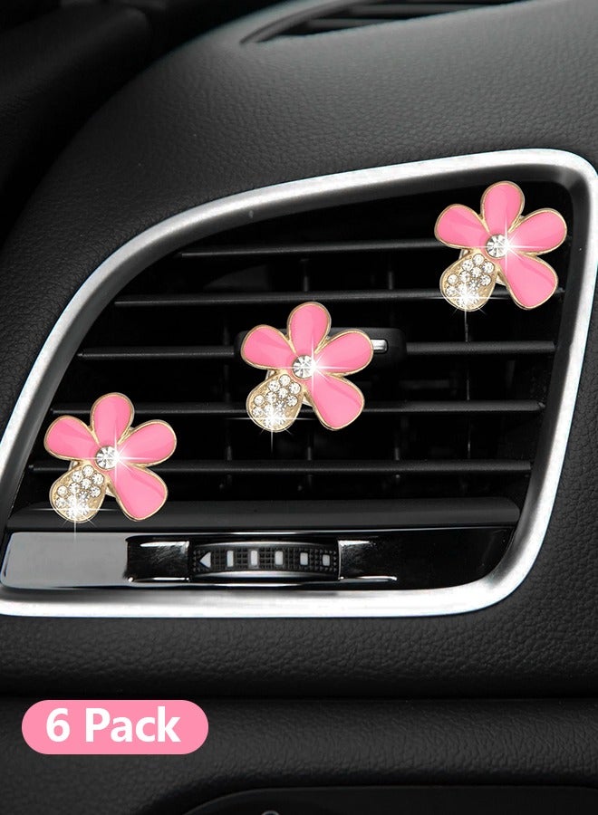Bukela 6PCS Decorations Flower Clips for Car Air Vent, Cute Colorful Bling Flower Decor for Women Girls, Clip on Air Conditioning Outlet, Auto Interior Accessories Universal for Most Vehicles (Pink) - Image 1