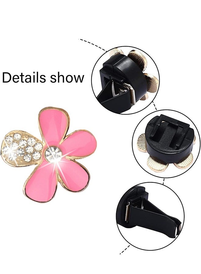 Bukela 6PCS Decorations Flower Clips for Car Air Vent, Cute Colorful Bling Flower Decor for Women Girls, Clip on Air Conditioning Outlet, Auto Interior Accessories Universal for Most Vehicles (Pink) - Image 2