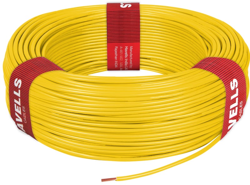 Havells LifeLine+ S3 | 2.5 sq.mm Copper Wire (90m-Yellow)| Class 2 Conductor (100% Copper), Heat Resistant & Flame Retardant - Ideal for Domestic & Industrial Use (WHFFDNYA12X5) - Image 2