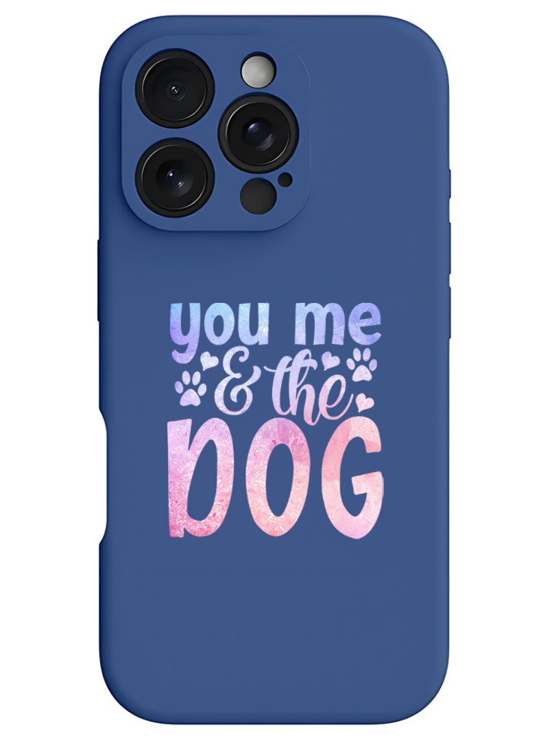 Theodor iPhone 16 Pro Blue Protective Slim Fit Case Liquid Silicone Cover with Full Body Protection Anti-Scratch Shockproof Case For iPhone - You me and the dog - Image 1