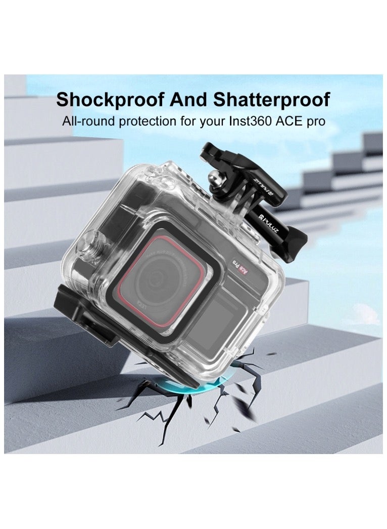 For Insta360 Ace Pro PULUZ 60m Underwater Waterproof Housing Case with Base Adapter & Screw - Image 5