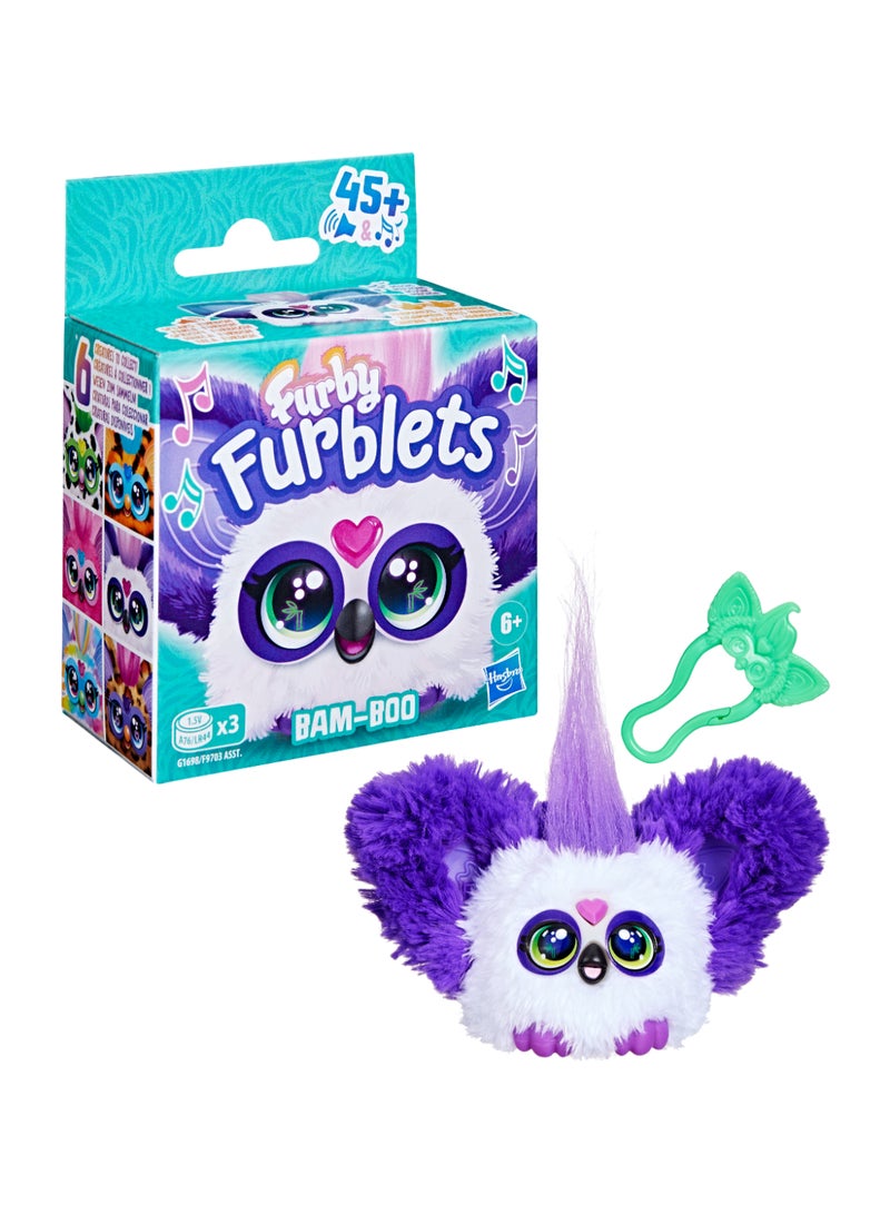 Furby Furblets Bam-Boo Mini Friend, Electronic Plush Toys for Girls & Boys 6+, Panda, Black & White, Speaks Furbish & Plays Music, Series 4