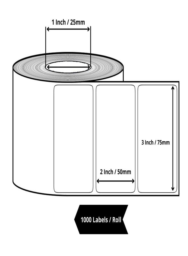 Sehgal Store75x50 Chromo Barcode Label Sticker - 3 x 2 inches - 75mm x 50mm - 1000 Labels Per Roll - White Self Adhesive Sticker for Printing Barcoding Pack of (3) - Image 2