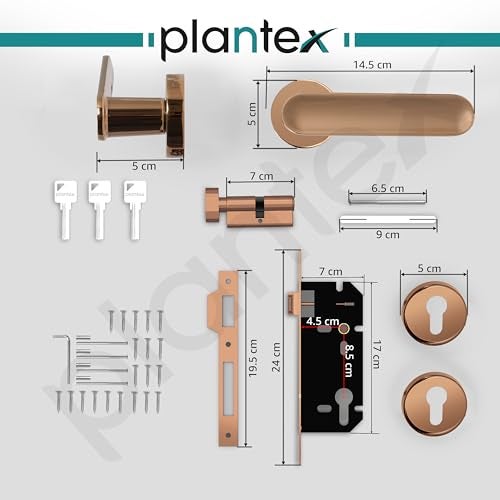 Plantex Premium Door Lock With 3 Years Warranty - Mortise Lock for Main Door Set (PVD Rose Gold Finish) - Image 3