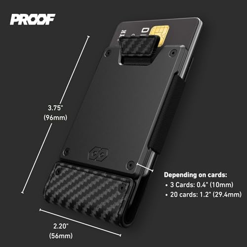 PROOF Wallet | Slim Minimalist Wallets for Men | Leather & Metal | RFID Wallet | Front/Back Pocket | Gift Box | Veteran Owned (Oracle (Carbon Fiber Leather | Dark Gun Metal)) - Image 2