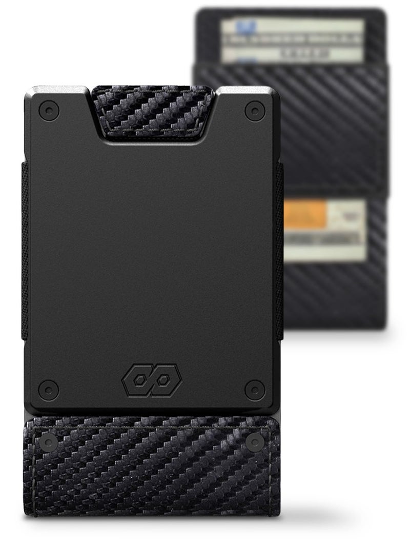 PROOF Wallet | Slim Minimalist Wallets for Men | Leather & Metal | RFID Wallet | Front/Back Pocket | Gift Box | Veteran Owned (Oracle (Carbon Fiber Leather | Dark Gun Metal)) - Image 4