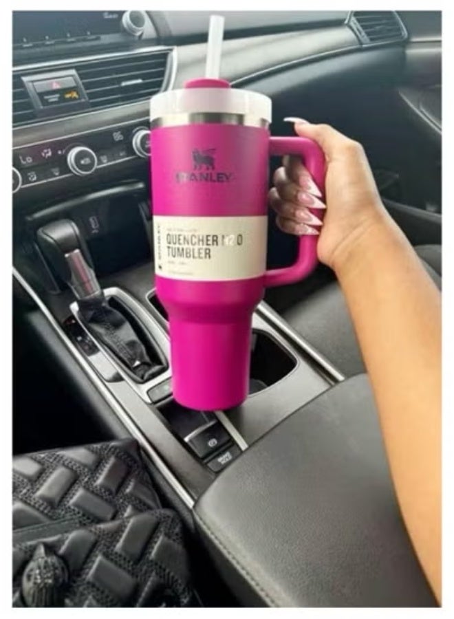 Stanley 40oz Fuchsia Stainless Steel Vacuum Insulated Tumbler with Leak-Resistant 3-Position Lid & Reusable Straw – BPA-Free, Dishwasher Safe Travel Cup – Keeps Drinks Cold for 40 Hours or Hot for 7 – Eco-Friendly Hydration Mug for Water, Coffee, Tea & Daily Use - Image 2