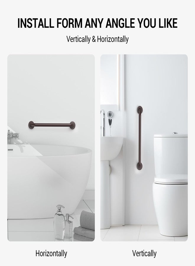 Tesuchan 2 Pack Grab Bars for Wall Oil Brown, Safety Shower Grab Bars for Seniors Elderly Handicapped, Handicap Grab Bars for Shower with Concealed Screws, 12 Inch, Tesuchan - Image 3