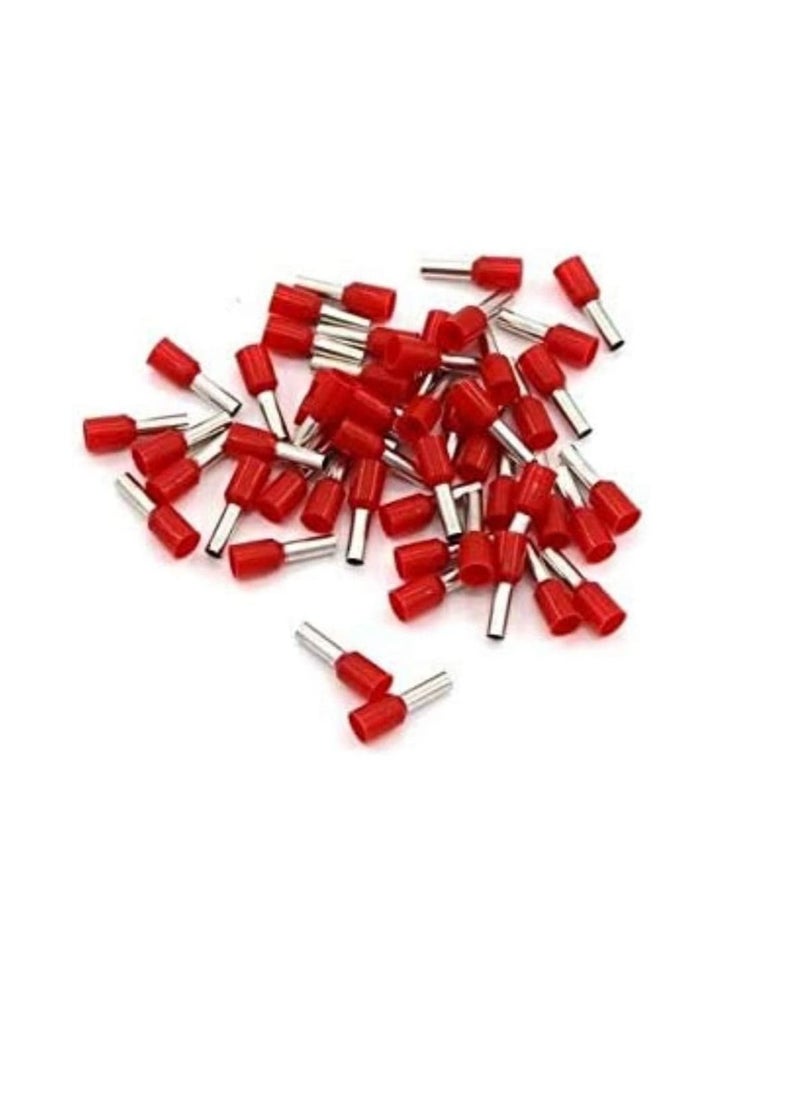 Generic Insulated Ferrules Terminal Block Cord End Wire Tubular Connector, Electrical Crimp Cable Lugs, Terminal Cable Crimp Cable Sleeve for Wire Connection (Pack of 100) (1.5mm - E1508, Red)  - Image 1
