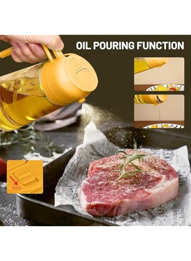 TRASSLE 17oz Oil Dispenser Bottle - 2 in 1 Olive Oil Dispenser and Oil Sprayer - 500ml Glass Oil Bottle - Oil Sprayer for Cooking, Kitchen, Salad, Barbecue,Food-grade Oil Mister (Yellow) - Image 4