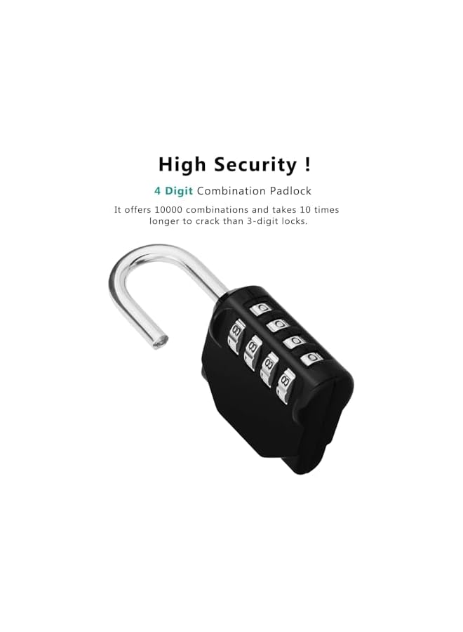 PROMASS PROMASS Lock, 4 Digit Combination Padlock Outdoor, School Lock, Gym Lock and Black Lock  - Image 2