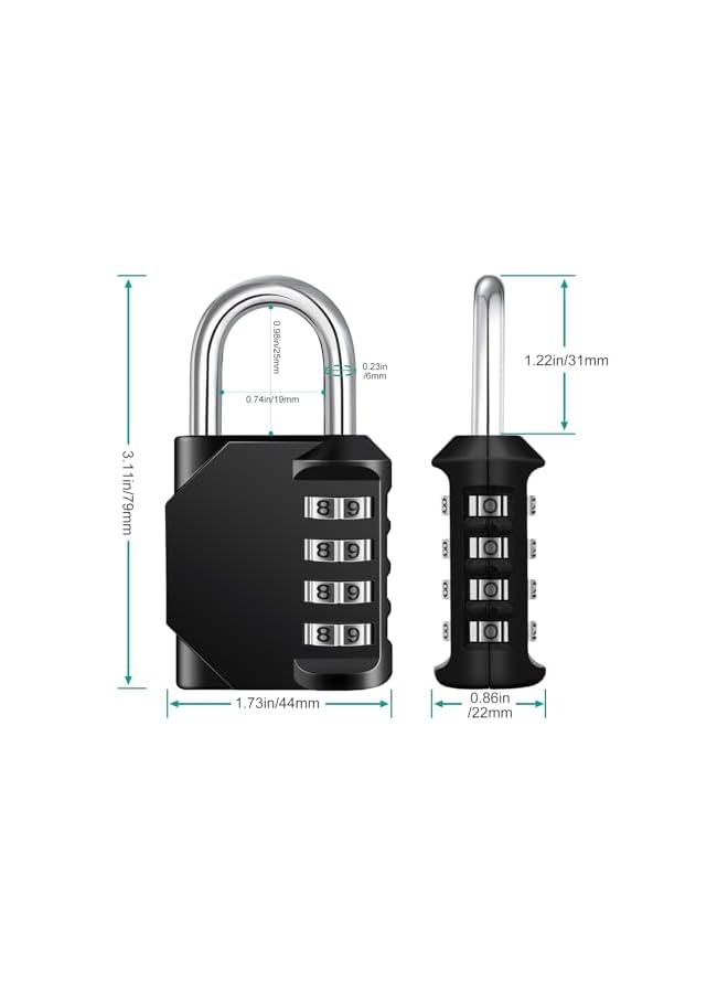 PROMASS PROMASS Lock, 4 Digit Combination Padlock Outdoor, School Lock, Gym Lock and Black Lock  - Image 4