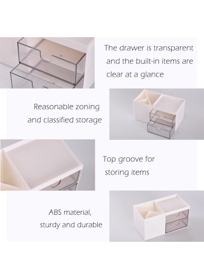 عام منظم أقلام بدرج، حامل أقلام متعدد الوظائف للمكتب، منظمات سطح المكتب وملحقات مع قسمين + درج لمستلزمات الفنون المكتبية. - Image 3