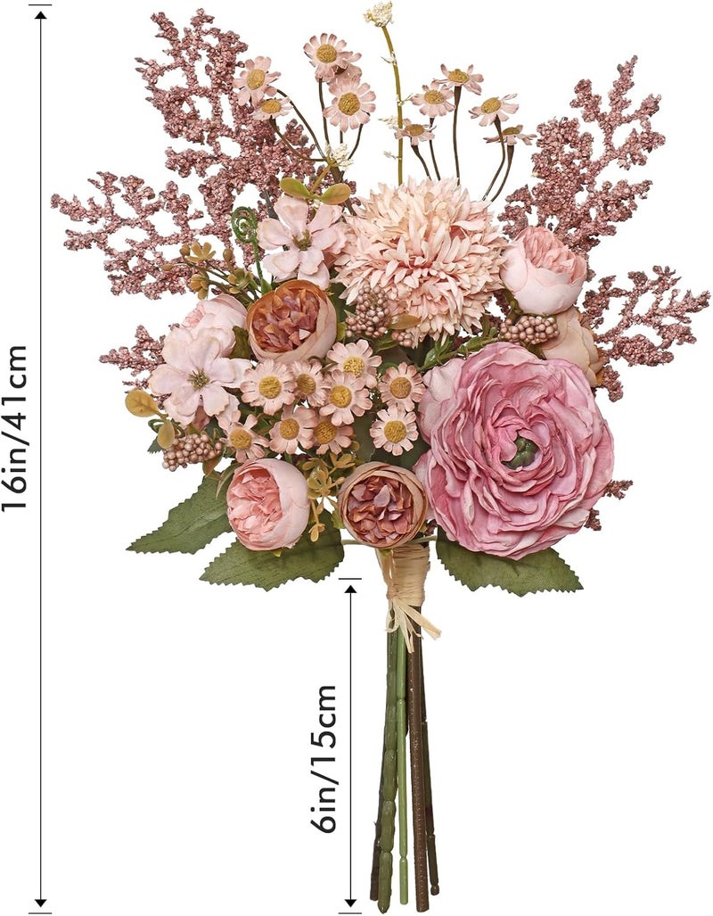 SOMYTING Artificial Flowers Like Real Artificial Flowers Decorative Artificial Roses Bouquet Fake Flowers Plants for Home Decor, Indoor, Dining Room, Kitchen, Wedding (Pink) - Image 2