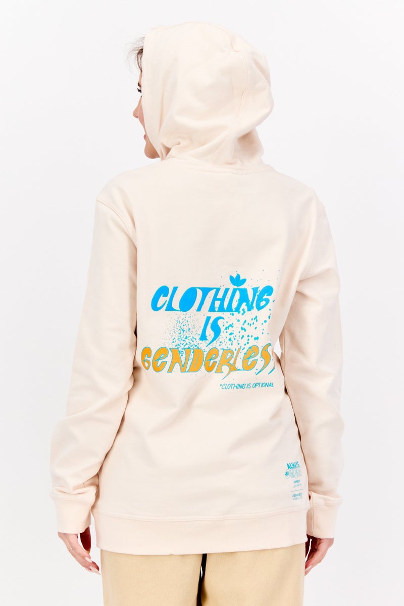 adidas Originals Women Sportswear Fit Long Sleeve Training Hoodie, Beige  - Image 3