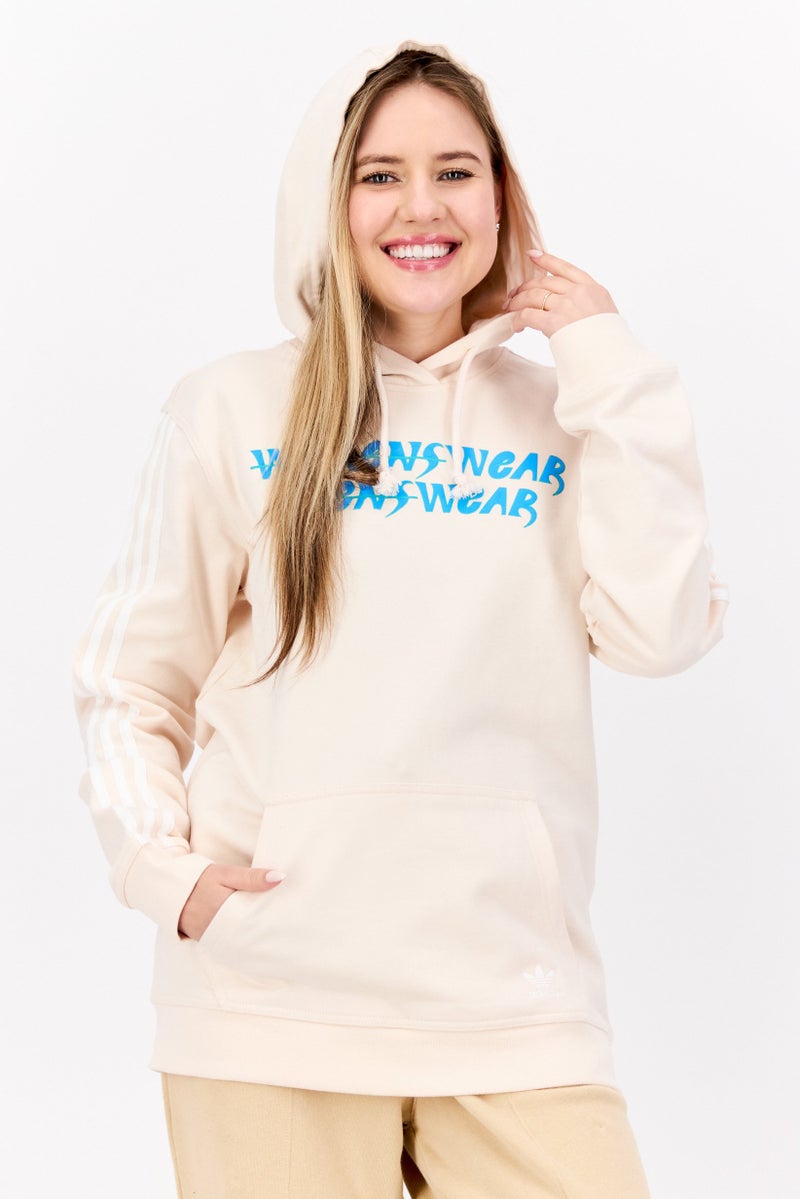 adidas Originals Women Sportswear Fit Long Sleeve Training Hoodie, Beige  - Image 1