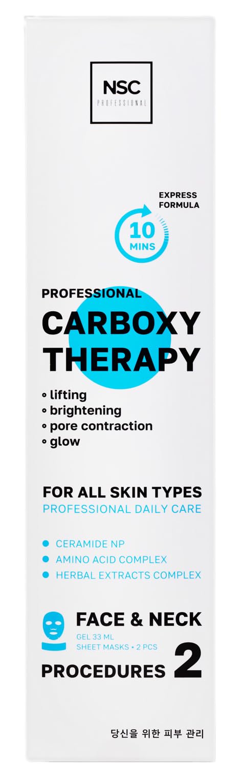 Name Skin Care Korean Carboxy CO2 Therapy Face  Neck Mask Set of 2  Hydrating Oxygen Carboxytherapy Skincare Sheet Masks  Moisturizing Anti Aging Pore Tightening Brightening Facial Treatment Gel