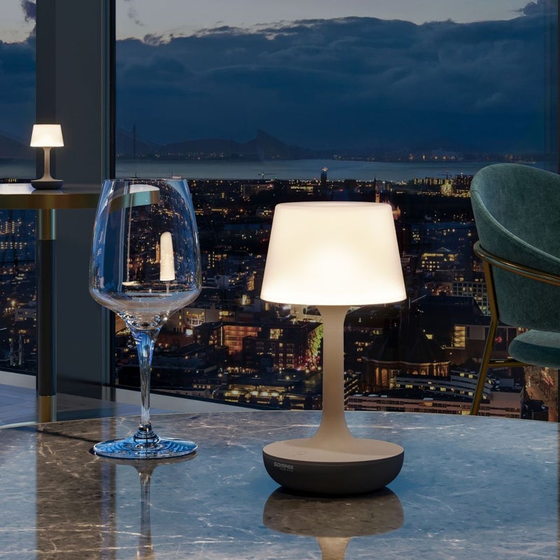 Sompex Ginn Rechargeable Table Lamp | 14 light colours | Stepless dimmable | Dimmer memory function | Indoor & Outdoor | Plastic Material | Battery operated | IP: 44 | 9.4 x 18 cm - Sand - Image 2