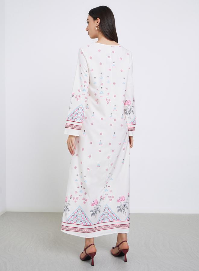 ستايلي عباية مطبعة بالكامل مع أكمام طويلة - Image 5