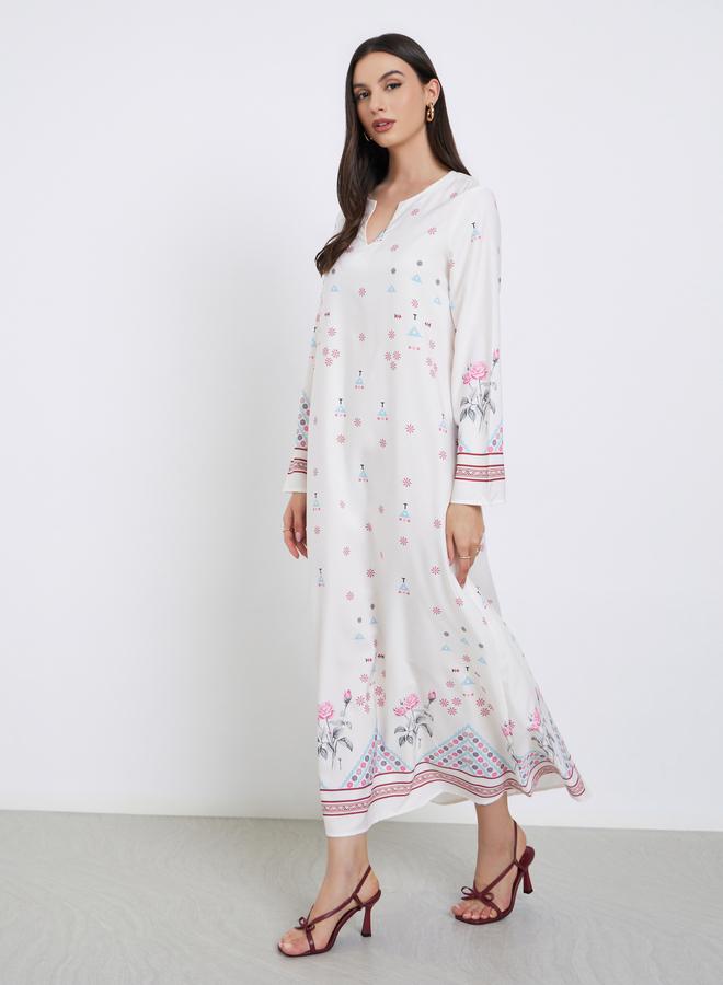 ستايلي عباية مطبعة بالكامل مع أكمام طويلة - Image 2