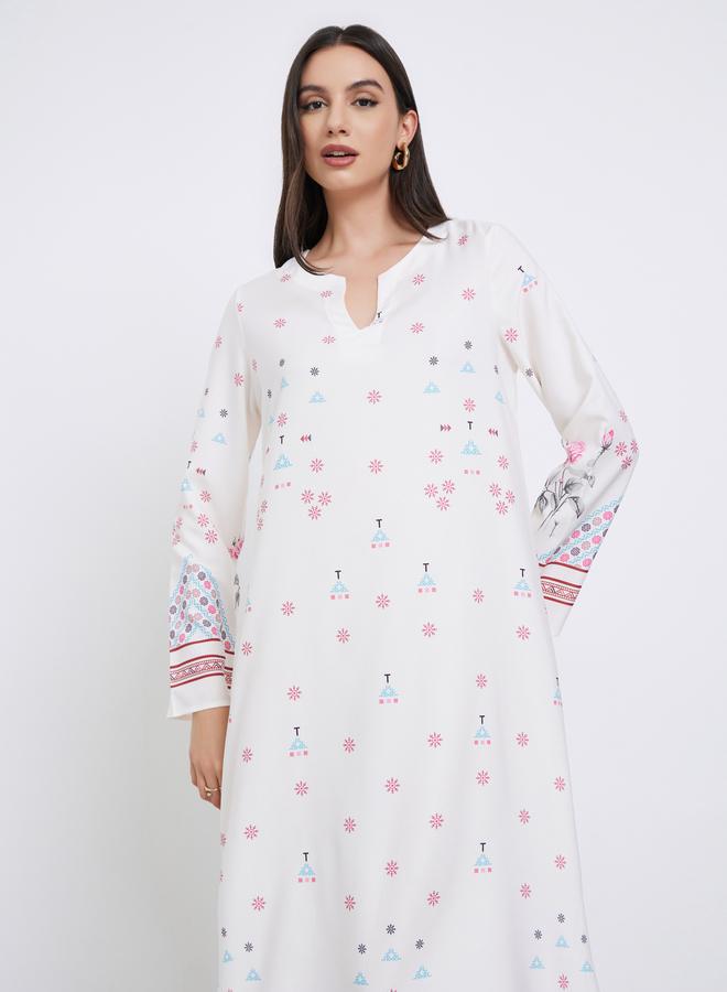 ستايلي عباية مطبعة بالكامل مع أكمام طويلة - Image 3