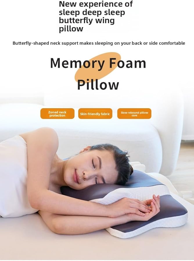 Horn Shaped Cervical Pillow Memory Foam Removable Pillowcase Neck Support White - Image 3