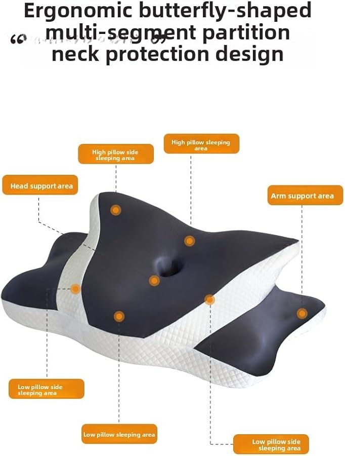 Horn Shaped Cervical Pillow Memory Foam Removable Pillowcase Neck Support White - Image 4