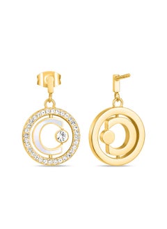 CERRUTI 1881 Marque Earrings Iconic 'C' Logo with Mother of Pearl and Crystal Accents,Timeless Elegance and Sophisticated Design  - Image 3