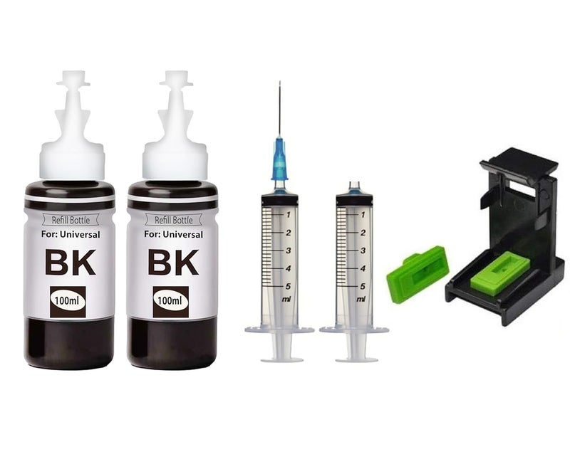 Verena Refill Kit Compatible for Canon Pixma E470, E470, E477, E400, E410, E417, E560, E3370, E4570, MG2577S Printers Cartridges (2BK & 1Syring,Suction Tool) - Image 1