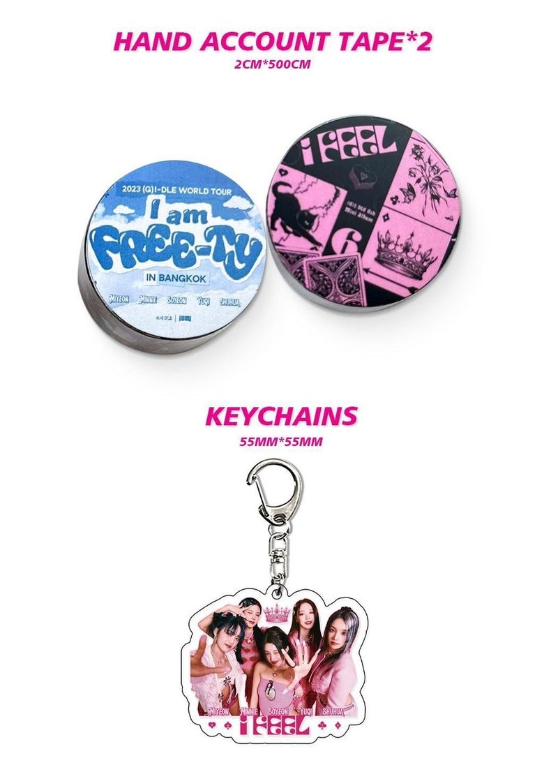 Generic G-IDLE  New Album I Feel Gift Box Set With Lomo Cards, Acrylic Stand, Hand Account Tape, Lanyard, Stickers, Photo Card  - Image 4