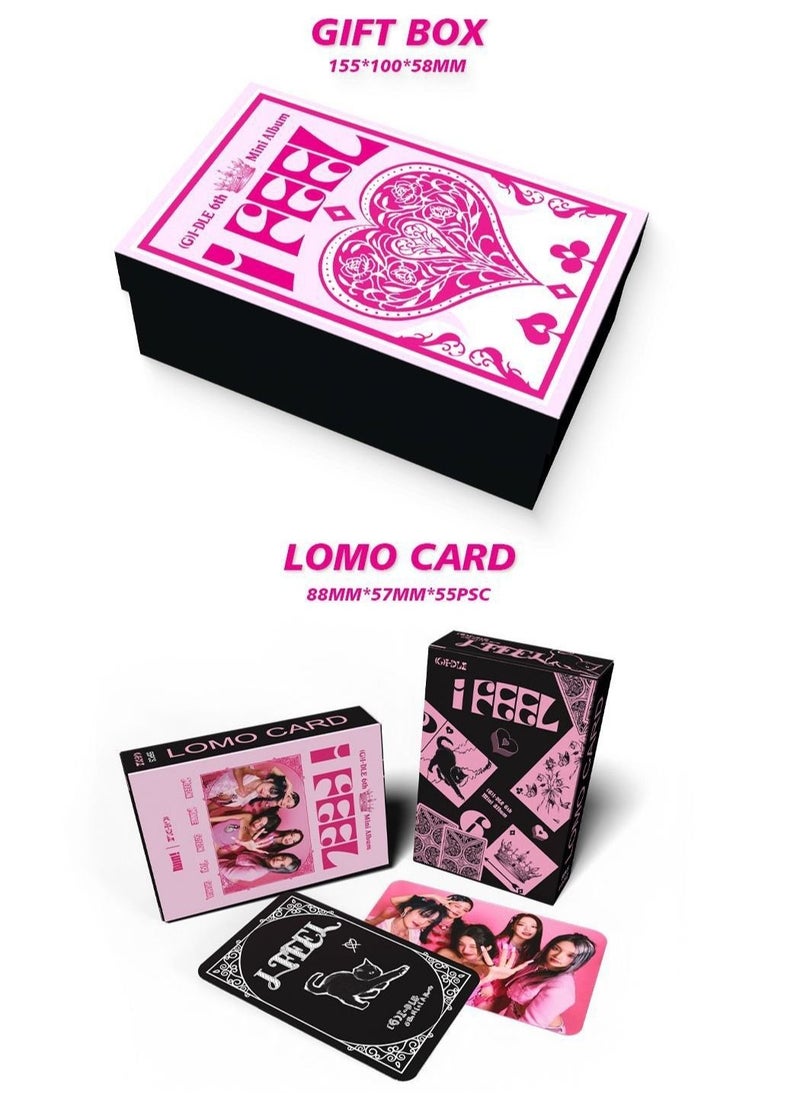 Generic G-IDLE  New Album I Feel Gift Box Set With Lomo Cards, Acrylic Stand, Hand Account Tape, Lanyard, Stickers, Photo Card  - Image 2