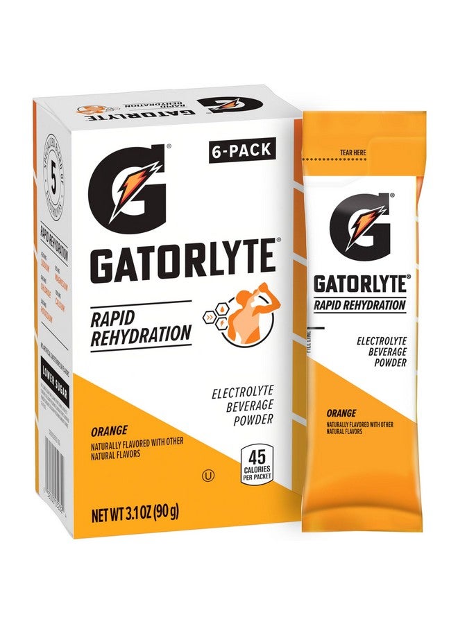 Gatorade Gatorlyte Electrolyte Beverage Powder, Orange, Makes 20 Fl Oz, 3.1 ounce (Pack of 6) - Image 1