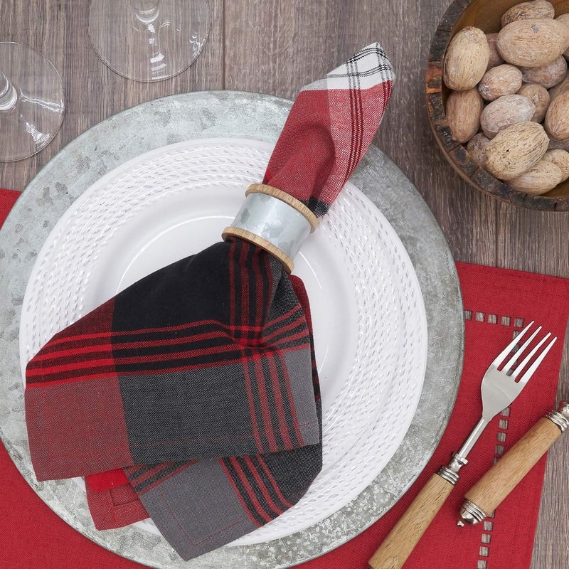 Fennco Styles Classic Plaid Cotton Cloth Napkins 20 W x 20 L Set of 4  Red Rustic Dinner Napkins for Christmas Dcor Home Banquet Family Gathering and Special Occasion - Image 1