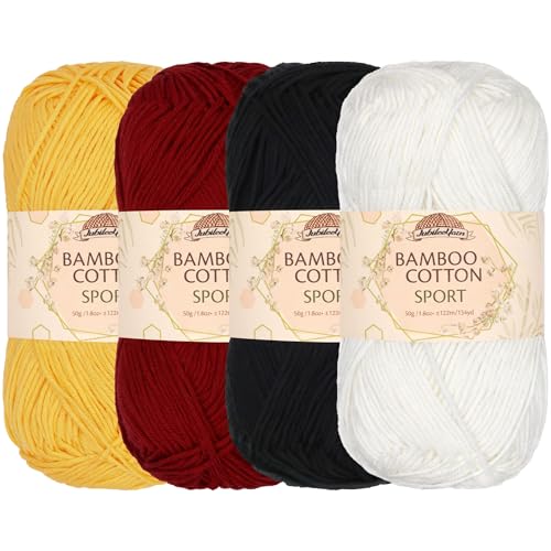 BambooMN JubileeYarn Bamboo Cotton Sport Yarn - 50g/Skein - Shades of Contrast - 4 Skeins - Image 1