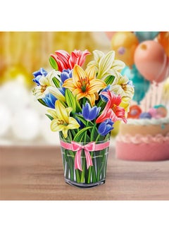 CUT POPUP.COM Cutpopup Birthday Card Pop Up, 6"X8", Mothers Day, 3D Greeting Paper Flower Card (Bouquet Of Lily)  - Image 1
