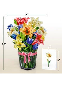 CUT POPUP.COM Cutpopup Birthday Card Pop Up, 6"X8", Mothers Day, 3D Greeting Paper Flower Card (Bouquet Of Lily)  - Image 3
