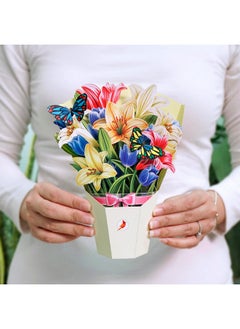CUT POPUP.COM Cutpopup Birthday Card Pop Up, 6"X8", Mothers Day, 3D Greeting Paper Flower Card (Bouquet Of Lily)  - Image 4