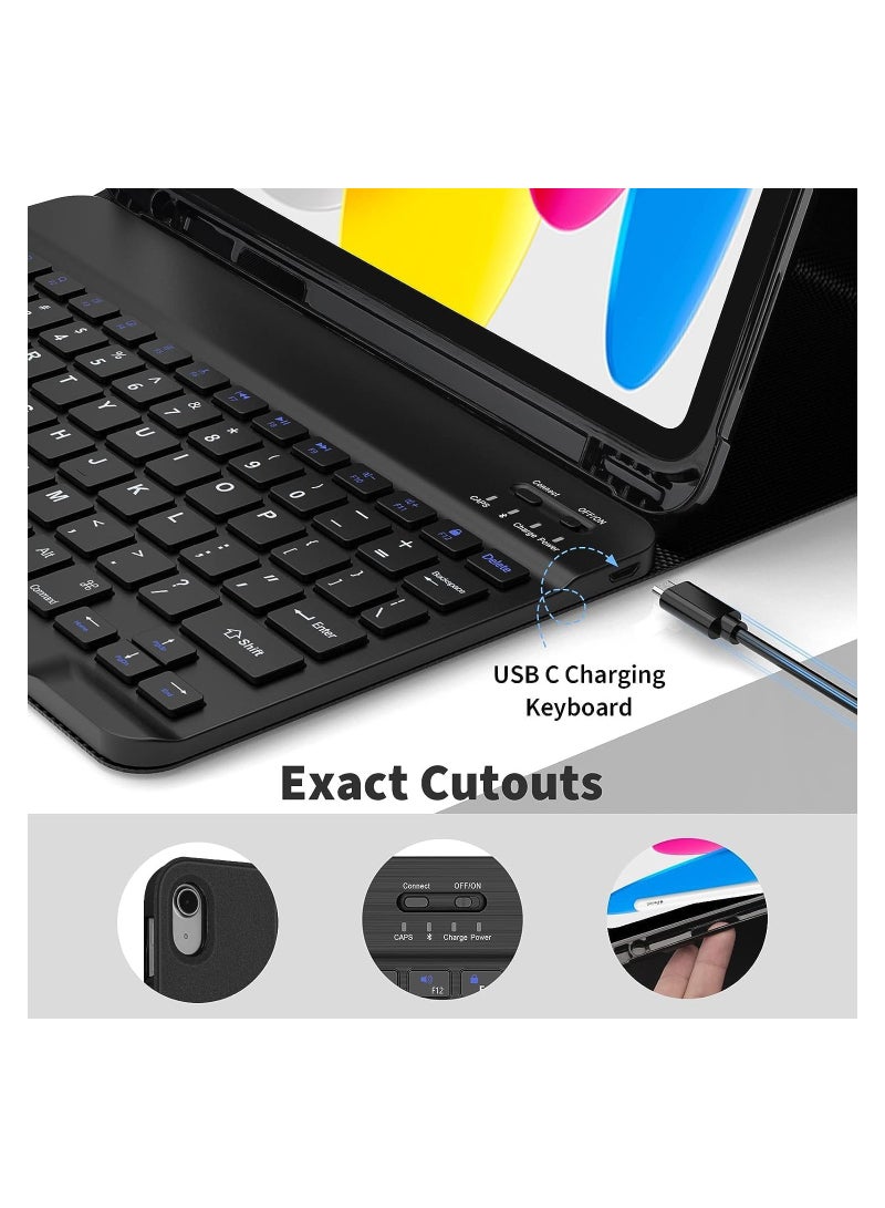 ELTRAZONE Keyboard Case for iPad 10.9-inch 10th Generation 2022 – Smart Protective Cover with Detachable Bluetooth Keyboard and Pencil Holder for iPad 10th Gen - Image 3