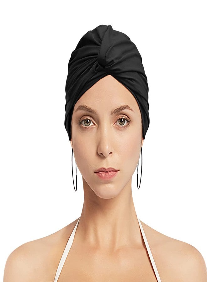 PENINSULA LOVE Women Swim Cap Elastic Swim Turban Cap Cover Ear Bath Pool Swimming Cap Pleated Shower Cap for Long Short Weave Curls Hair - Image 4