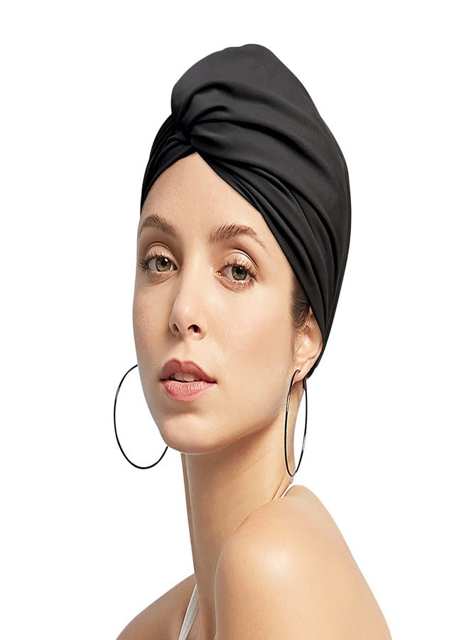 PENINSULA LOVE Women Swim Cap Elastic Swim Turban Cap Cover Ear Bath Pool Swimming Cap Pleated Shower Cap for Long Short Weave Curls Hair - Image 1