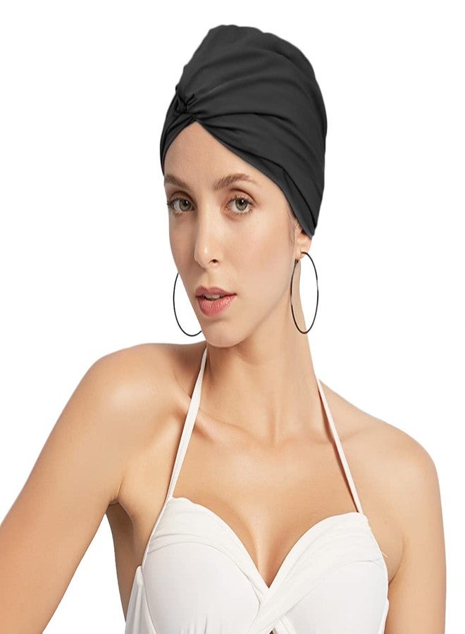 PENINSULA LOVE Women Swim Cap Elastic Swim Turban Cap Cover Ear Bath Pool Swimming Cap Pleated Shower Cap for Long Short Weave Curls Hair - Image 2