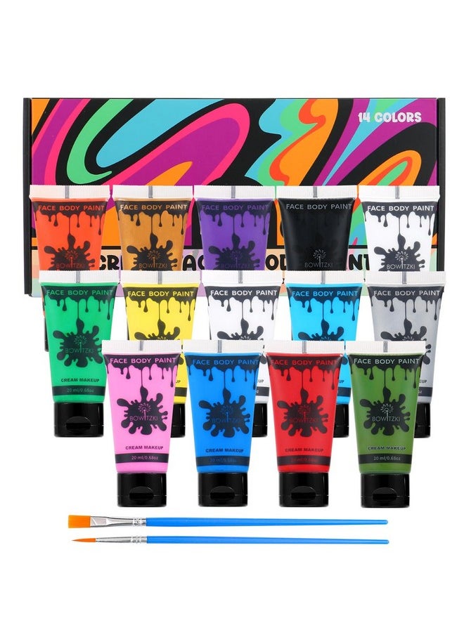 Bowitzki 14 Colors Face Body Paint Set Cream Makeup 20Ml Water Based Face Painting Special Effects For Adults Children Kids Halloween Christmas Party Stage Cosplay 0.7Oz Each  - Image 1