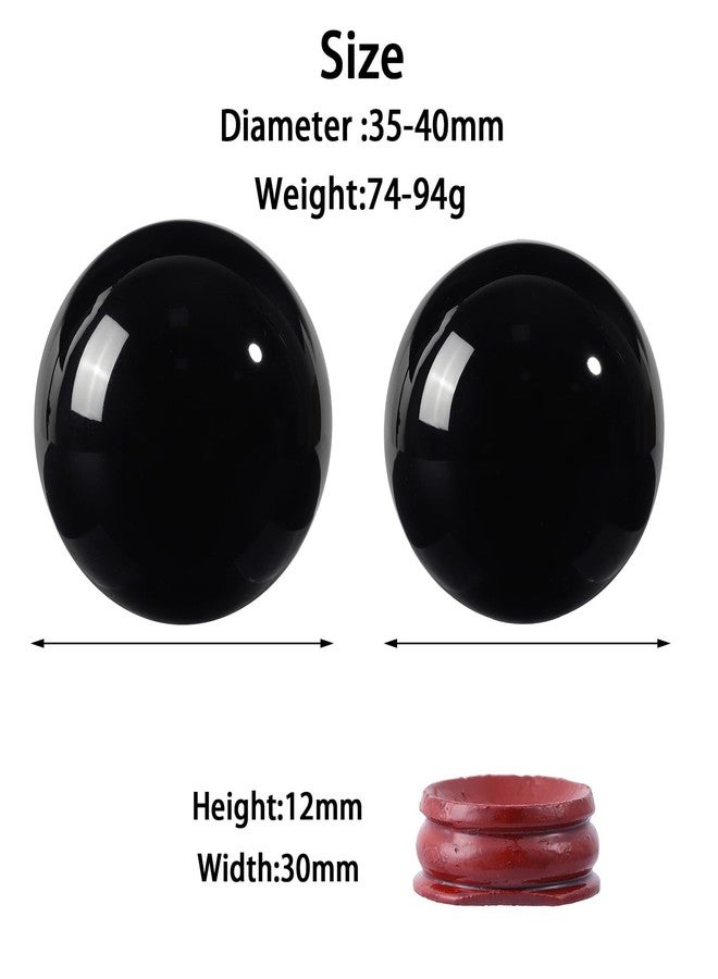 moonsix Black Obsidian Sphere with Wooden Stand Divination Fengshui Crystal Ball for Witchcraft Mediation Home Decoration, 35-40mm - Image 2